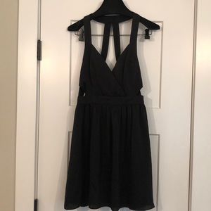 V-neck Open-design Back Little Black Dress